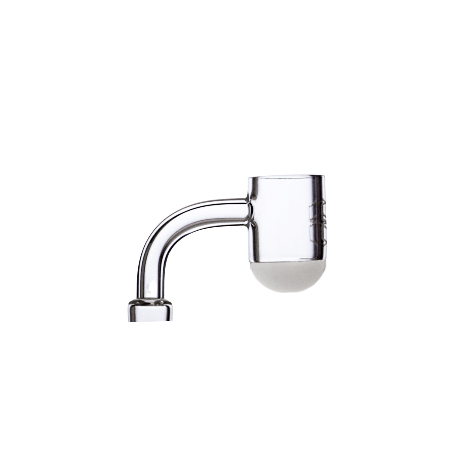 A close-up of the white, round bottom Stache Banger, angled against a plain white background.