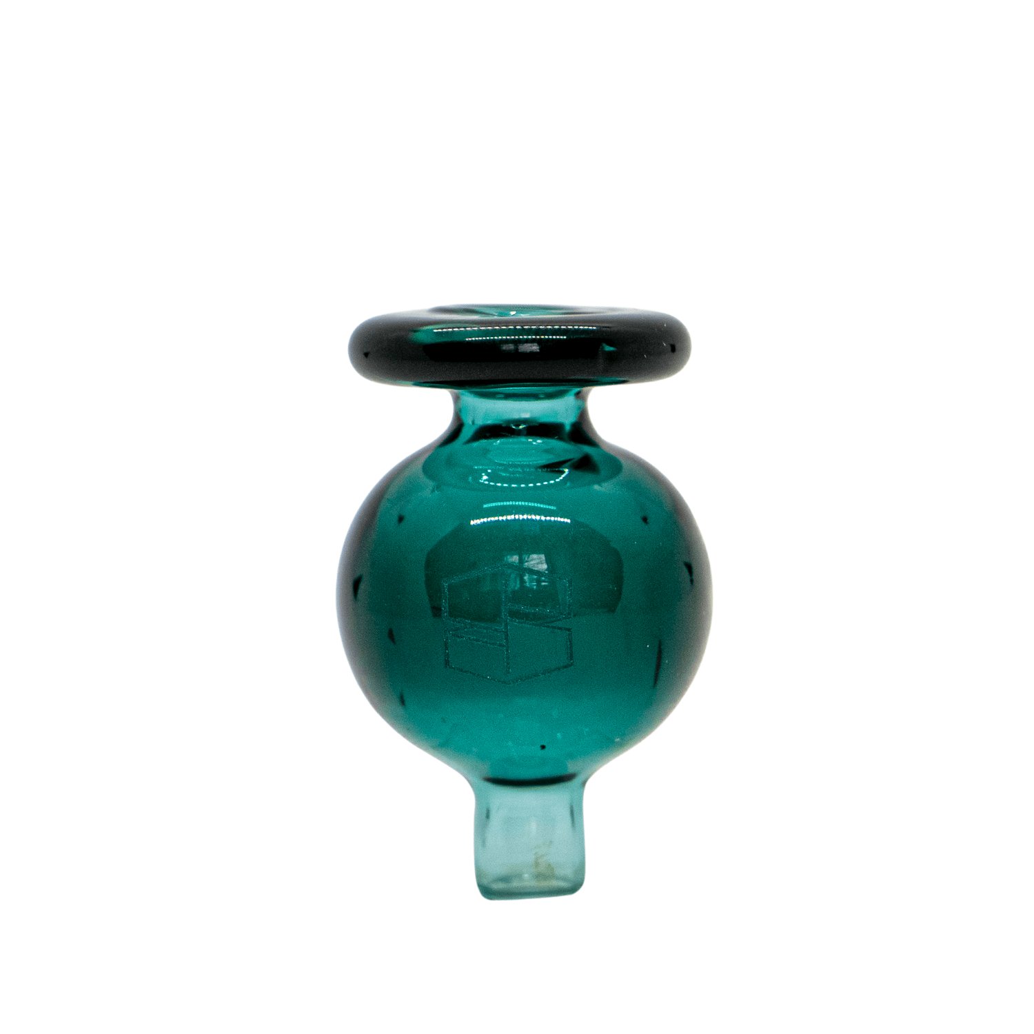 A slightly angled studio shot of the Color Bubble Carb Cap, displaying its smooth, rounded glass form.