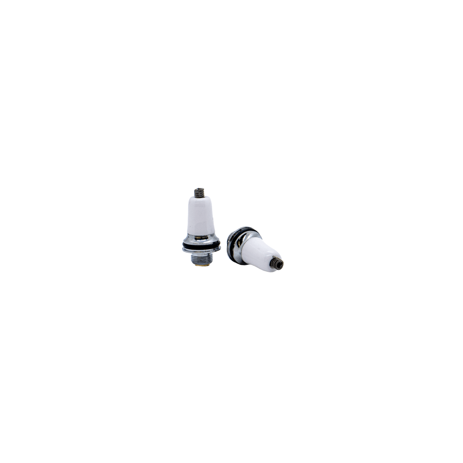 A slightly angled overhead view of the Clapton Twin Pack, showing two small, clear glass pieces against a plain white background.