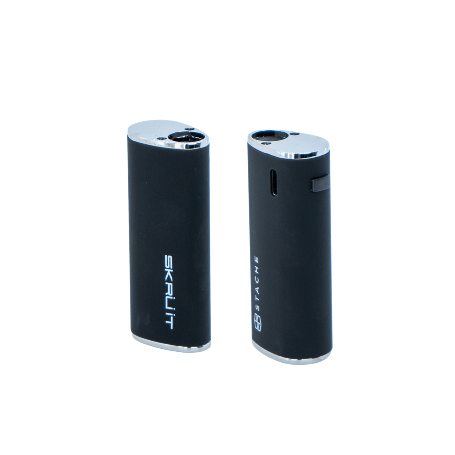 Front view of the Skruit, a sleek, dark-colored device, centered against a bright white background.