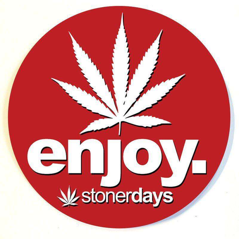 Overhead view of the Stonerdays Round Dab Mats featuring a green cannabis leaf on a white circular surface.