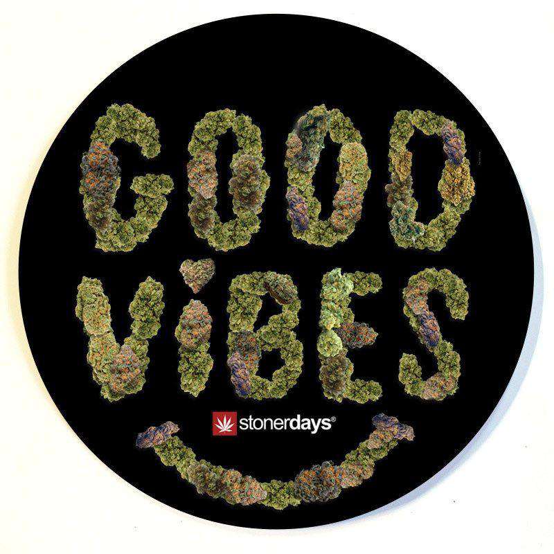 A top-down view of the Stonerdays Round Dab Mats, displaying a circular design with a textured, leafy appearance.