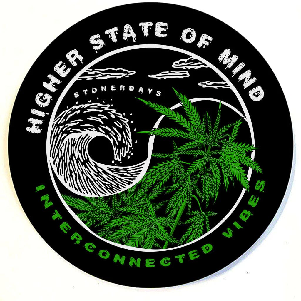 Overhead view of the circular Stonerdays Round Dab Mats with an intricate, swirling design in shades of gray and white.