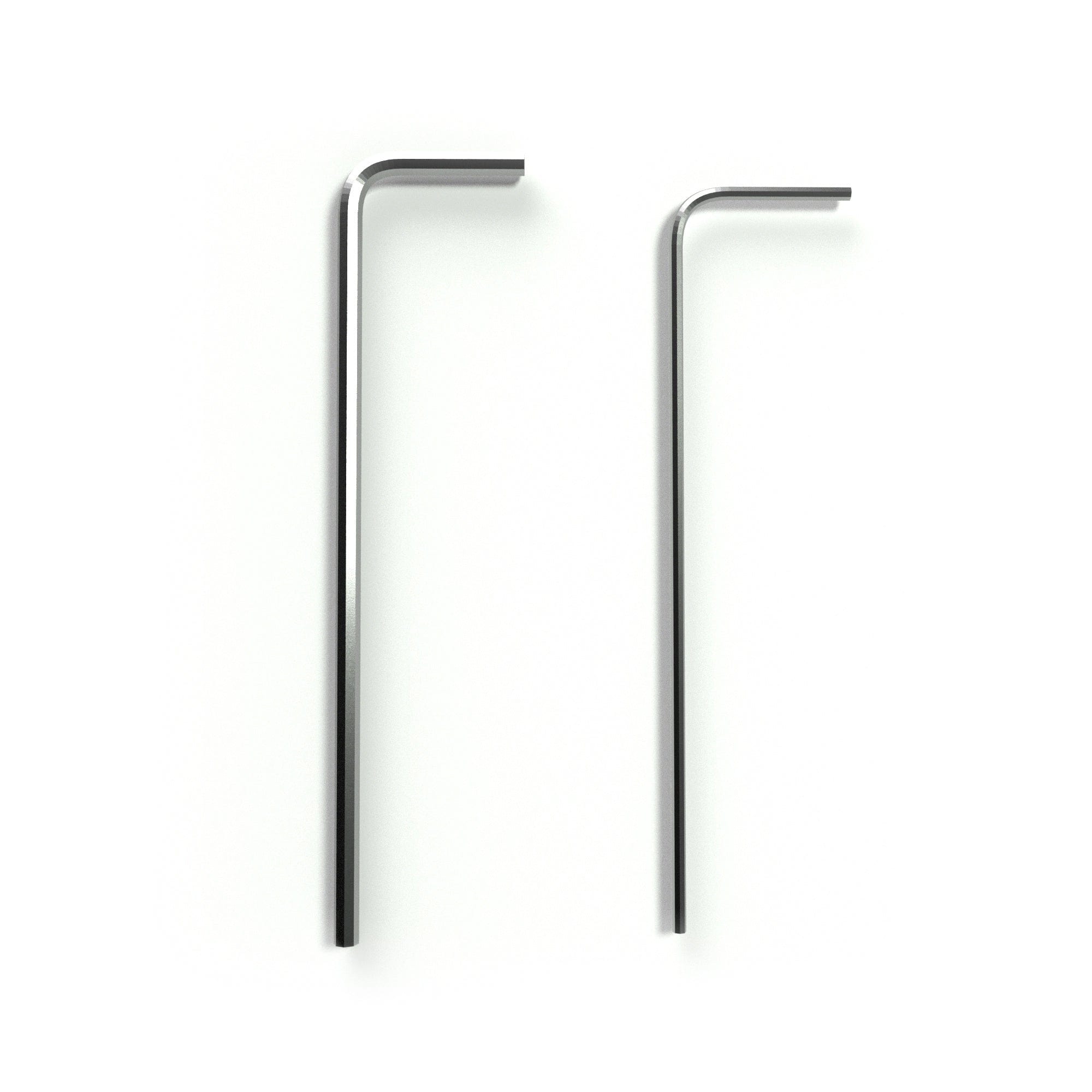 Top-down view of two slender L-shaped metal rods for the Cleaning Kit, shown against a bright white background.