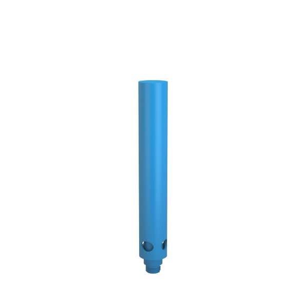 Centered front view of a blue Cookies X Stündenglass Upstem (Small) tube with two lower side ports against a light studio background