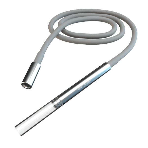 Coiled top-down view of the Polished Silver Hose Assembly showing its glossy metal wand and matte flexible hose against a plain background