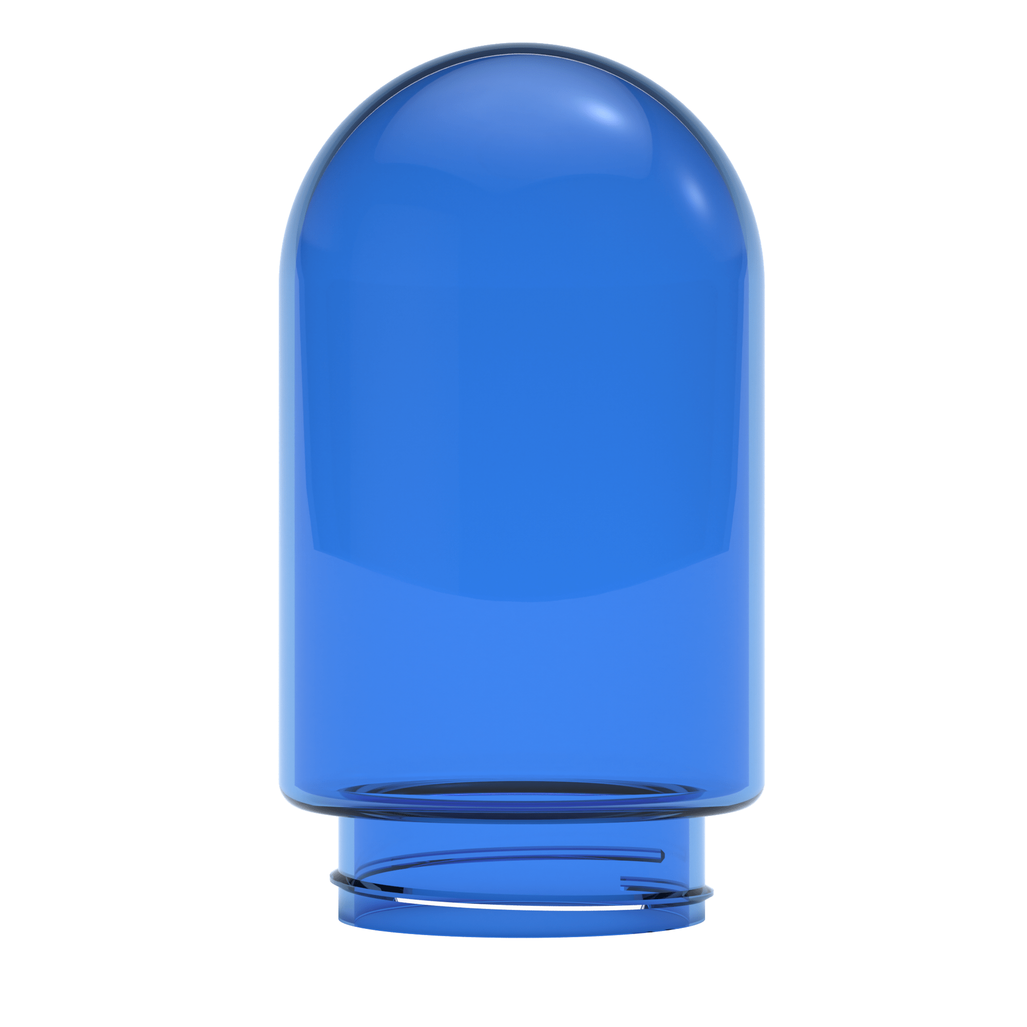 Close-up front view of the Single Blue Glass Globe (Large) showing its glossy rounded top and translucent cobalt blue body.