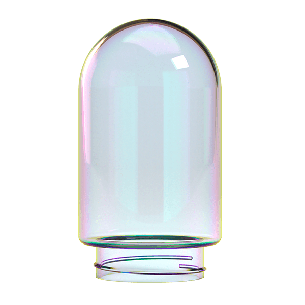 Front-facing view of the iridescent Single Bubble Glass Globe (Large) against a plain background, showing its rounded dome and open base.