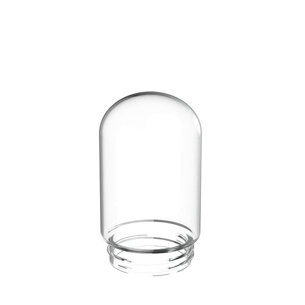 Front-facing view of the Single Glass Globe (Kompact) showing its clear dome shape and threaded base against a white background
