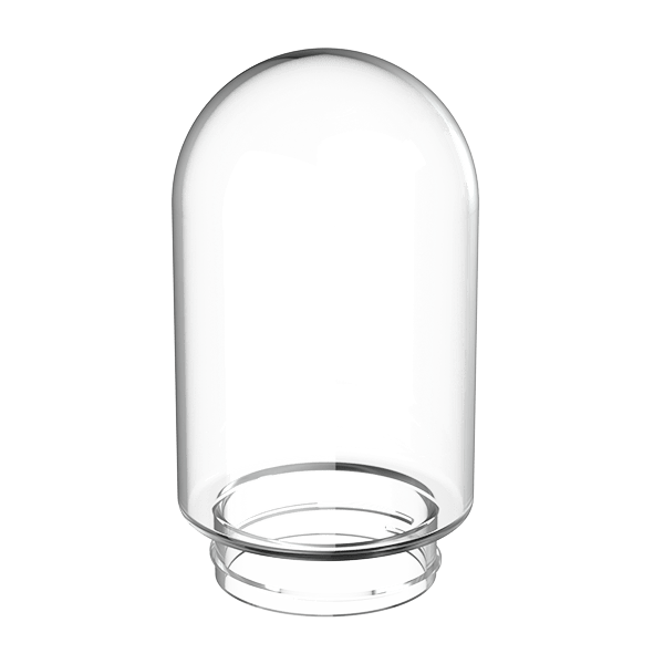 Front-facing view of the Single Glass Globe (Large) showing a clear, domed glass bell with a flared base against a white background