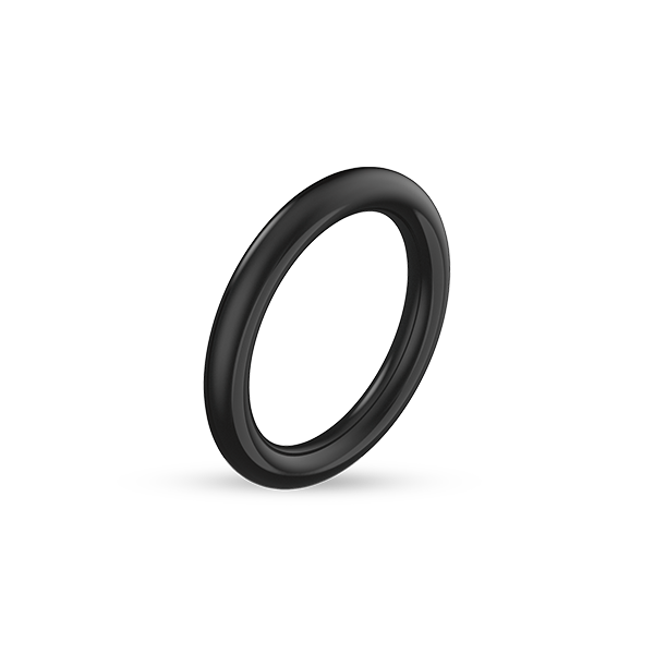 Angled view of a black rubber seal from the Stündenglass Maintenance & Seal Kit on a white background with soft shadow