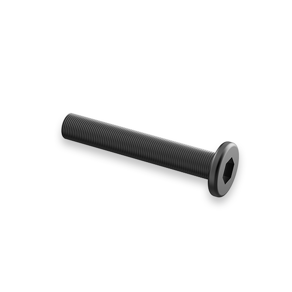 Angled close-up of a single dark threaded screw on white background, part of the Stündenglass Maintenance & Seal Kit