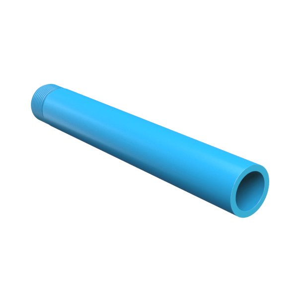 Angled close-up of a bright blue Stündenglass x Cookies Mouthpiece Stem shown against a plain light background, highlighting its hollow cylindrical form and threaded end