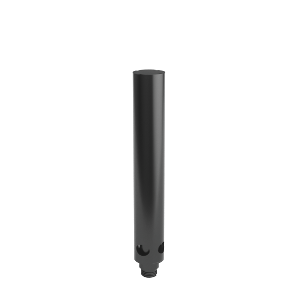 Centered studio shot of the tall black Upstem (Small) showing its cylindrical shaft, top opening, and threaded base against a white background