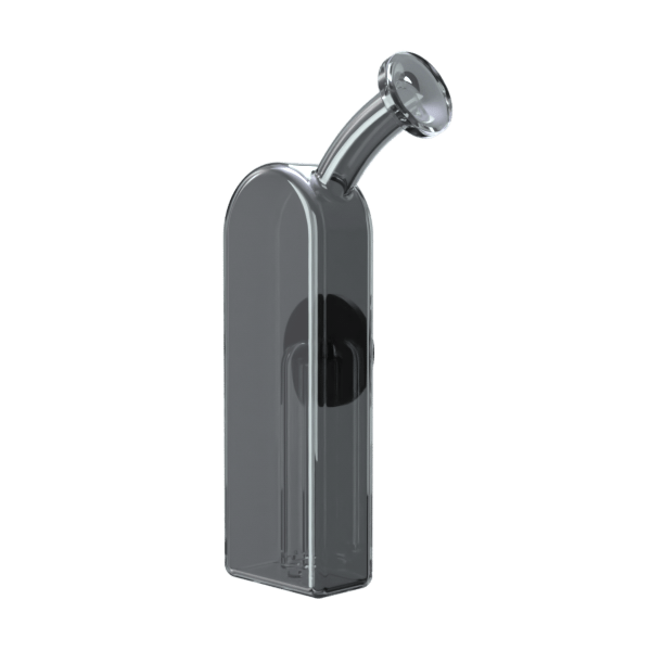 Angled front view of the Modül Dok - Gray Glass showing its tall rounded rectangular body and curved neck against a neutral backdrop