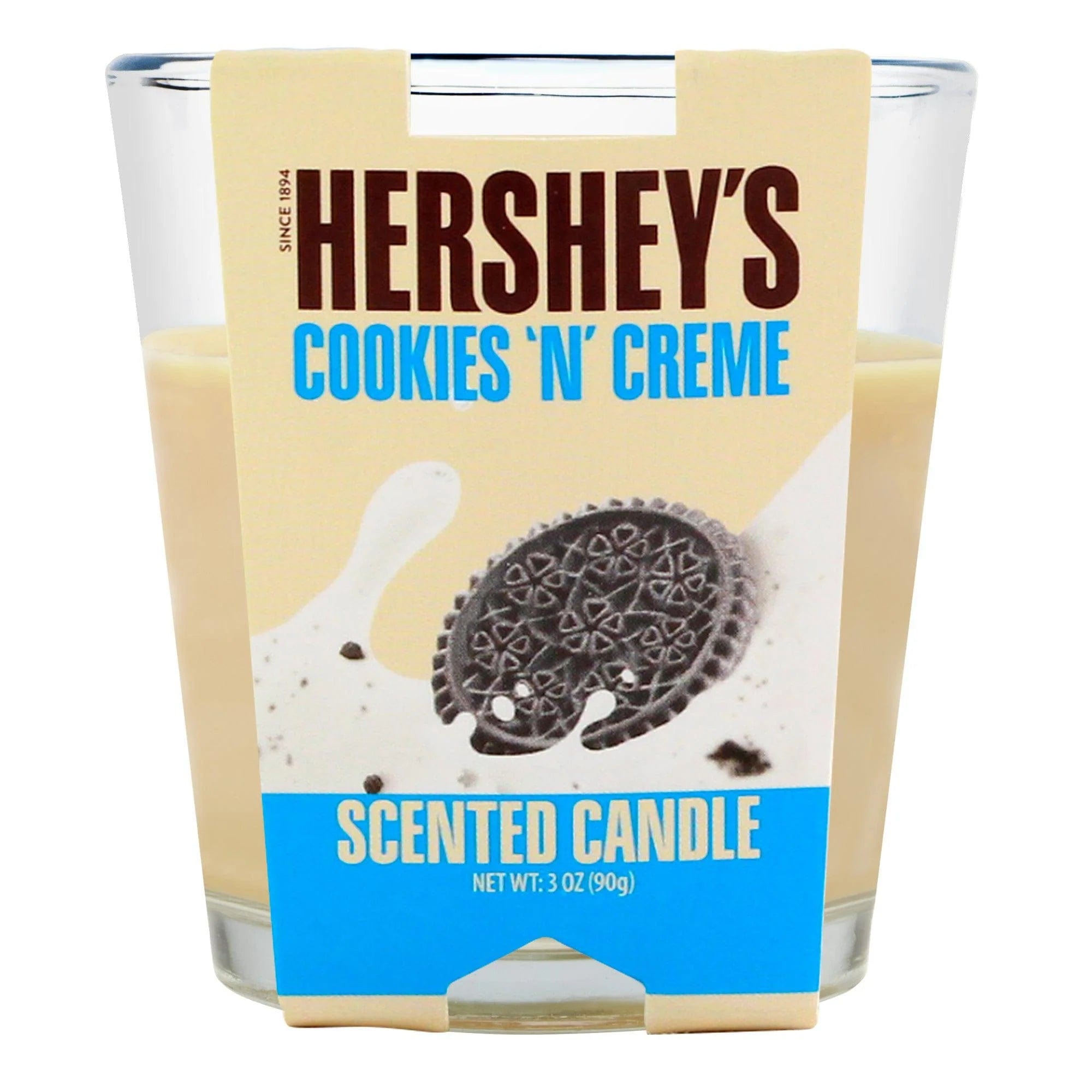Front view of the 3oz Candy Scented Candles in a clear container with a colorful label.