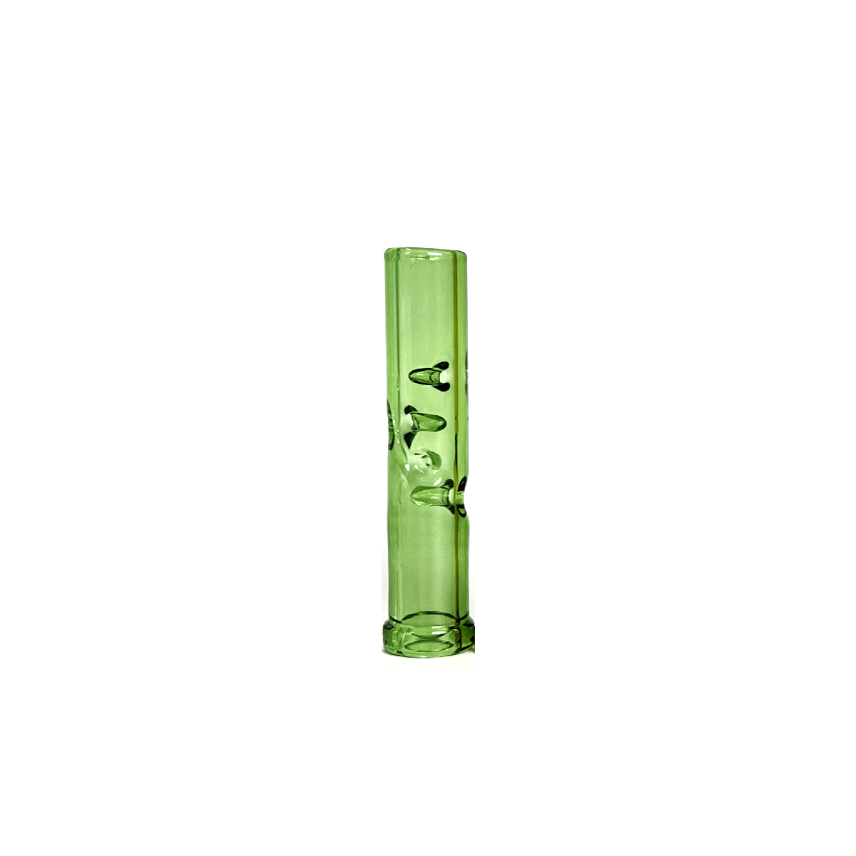 A close-up, angled view of the 3D Glass Cooling Stem for XMAX V3 Pro, showing its clear glass construction.