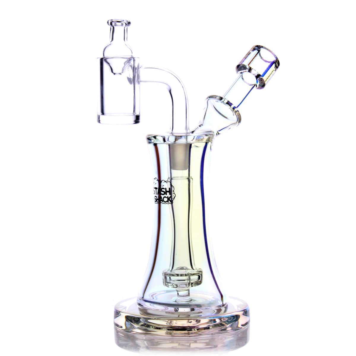 Front view of the Aurelia Mini Rig, a compact clear glass rig angled against a plain white backdrop.