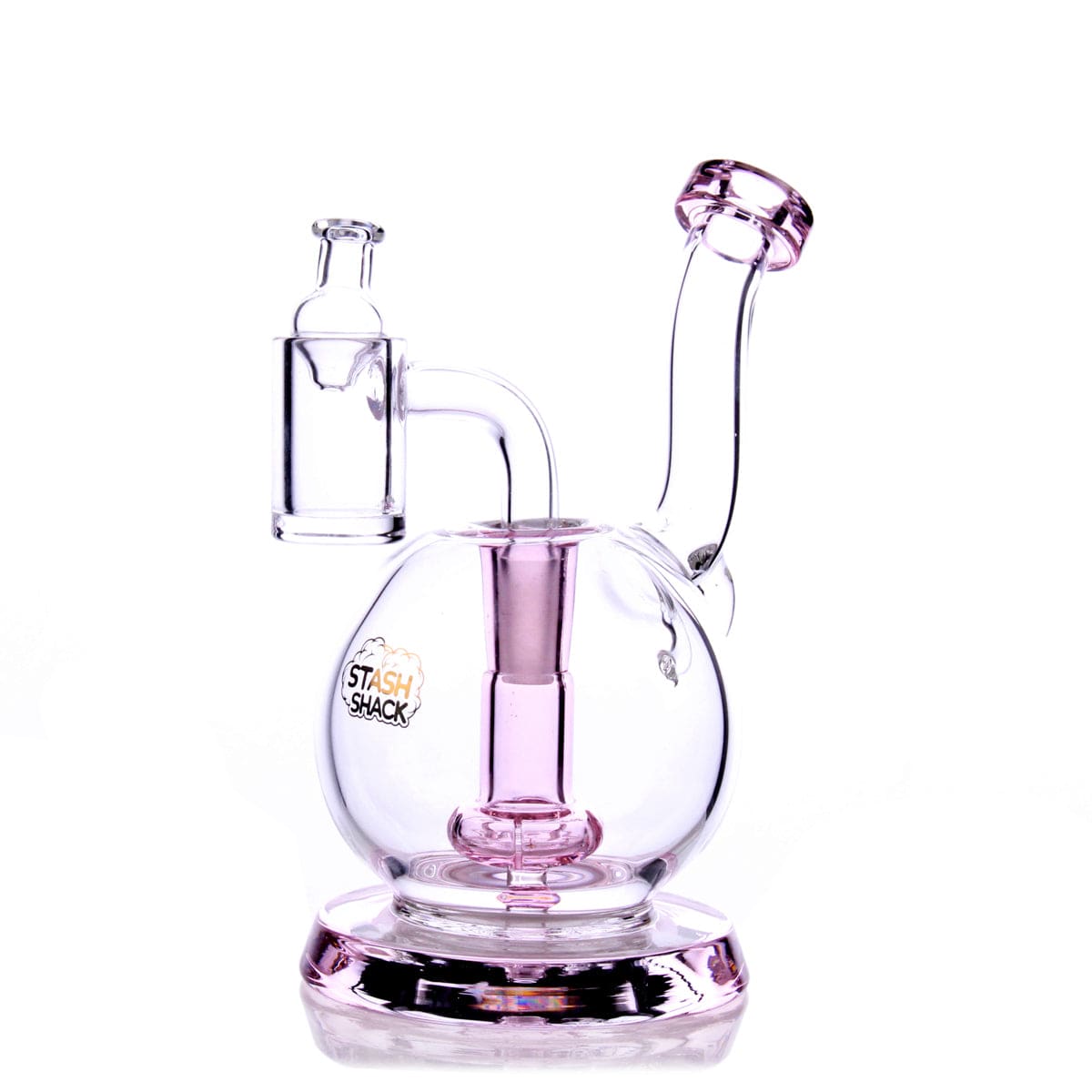 A front view of the TerpGlobe Mini Rig, showcasing the clear glass and rounded base design.