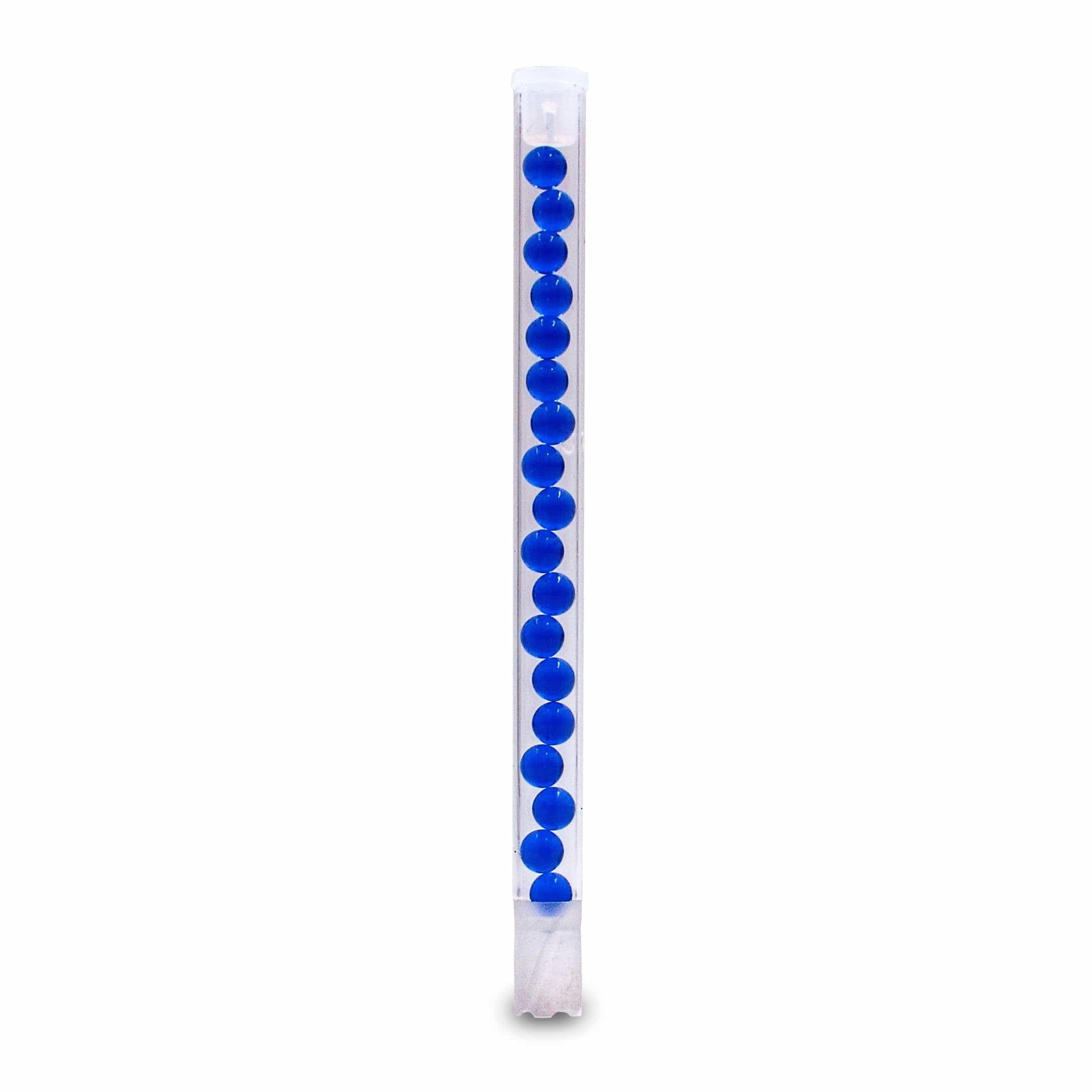 Front view of the Beaded All Glass Cooling Stem for DynaVap Cap, showing a clear glass stem with evenly spaced beads.