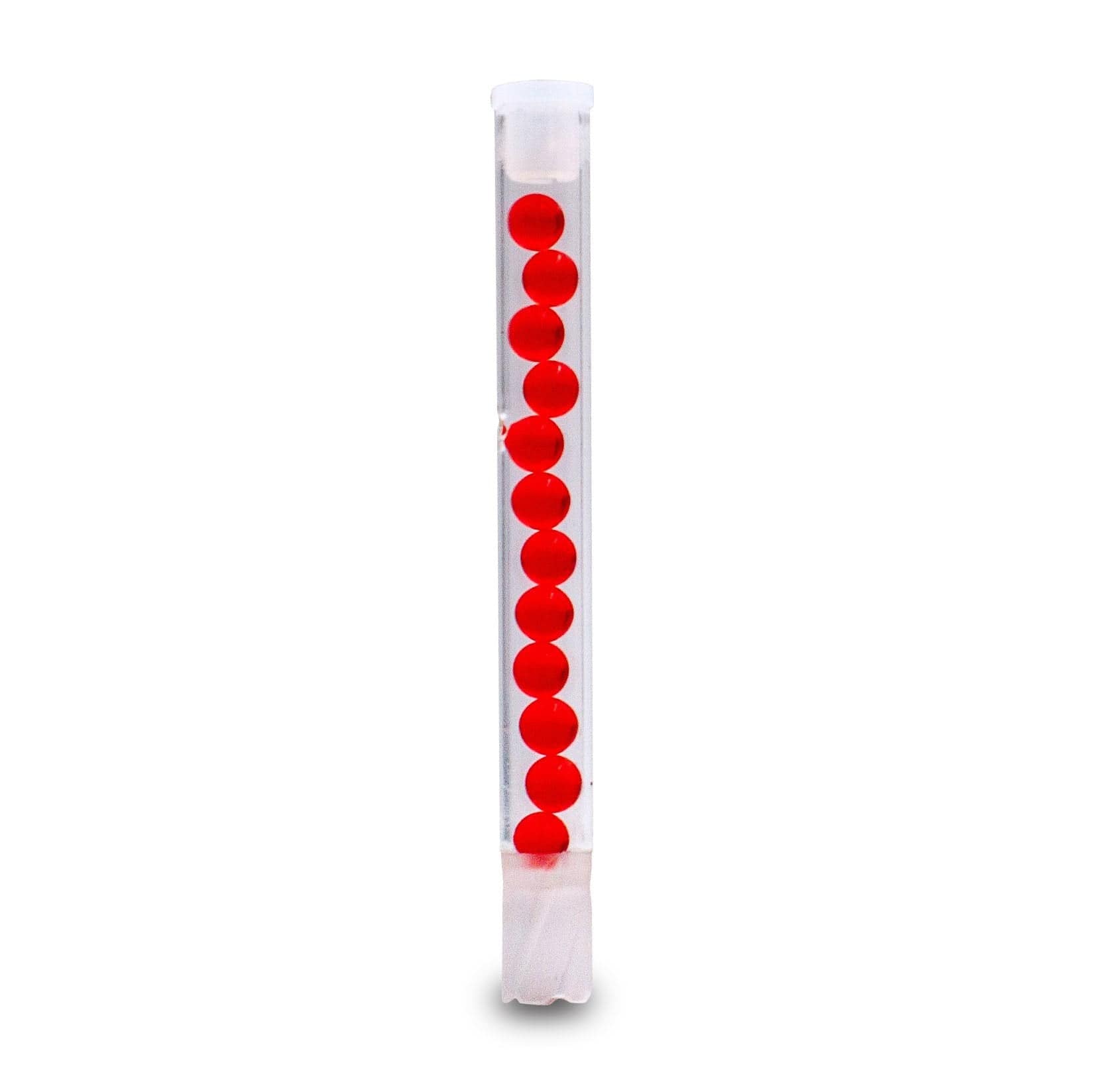 Front view of the Beaded All Glass Cooling Stem for DynaVap Cap, showing a clear glass stem with colorful beads.