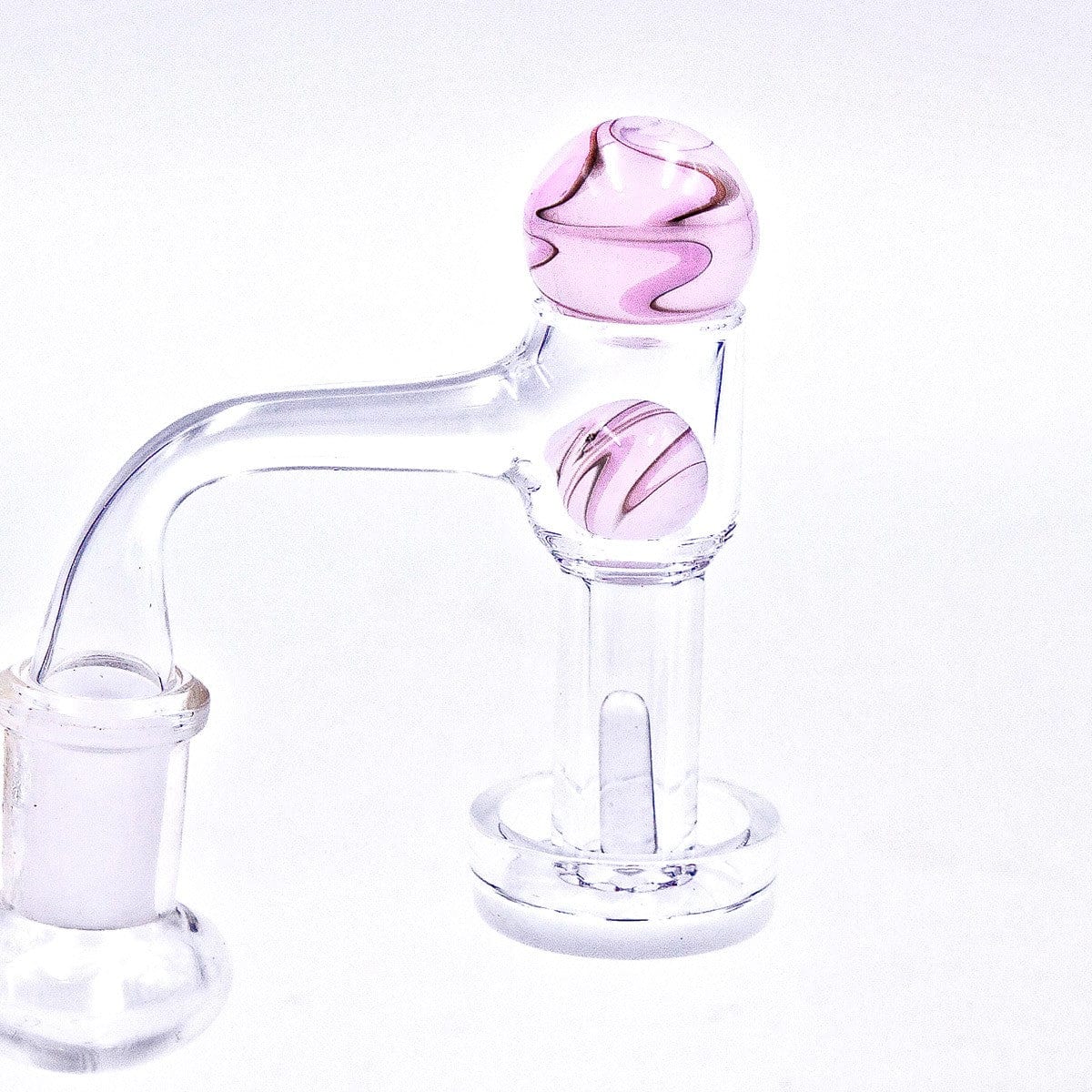 Front view of the Marbled White Glass Terp Slurper Set, featuring a white glass base and marbled texture.