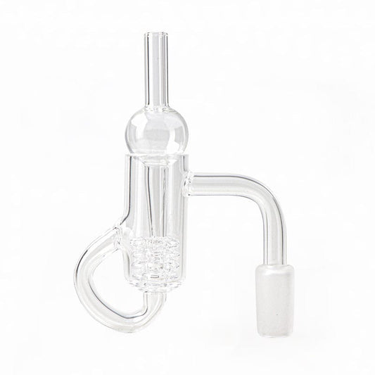 The Stash Shack Quartz Banger 90 degree / 14mm Male Terp Recycler Quartz Banger Set with Bubble Cap & Quartz Insert