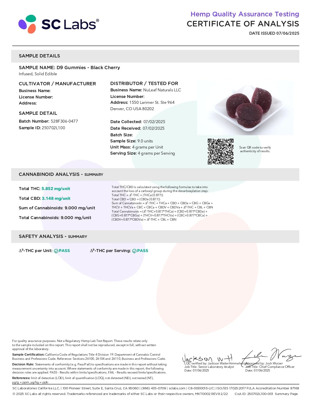 THEFABCBD DELTA9 THC NuLeaf Naturals D9 THC Gummies