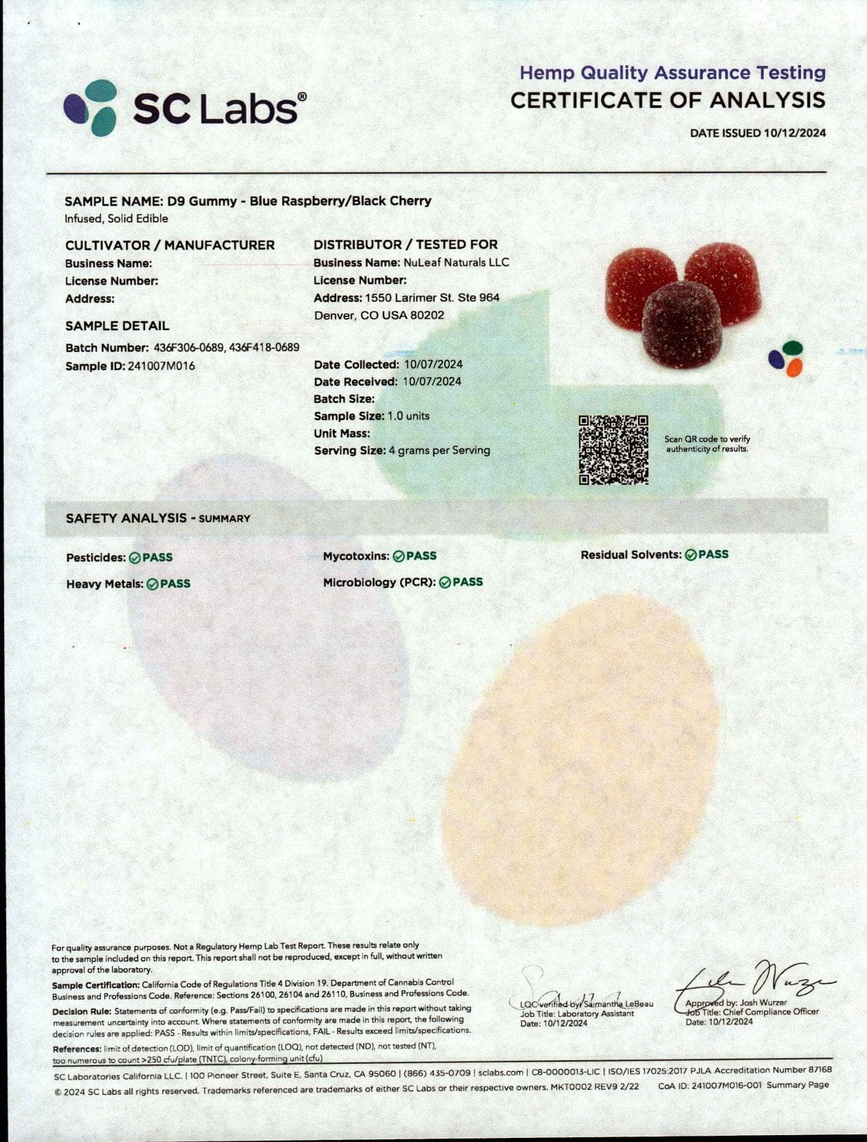 THEFABCBD DELTA9 THC NuLeaf Naturals THC: 4ct Mylar