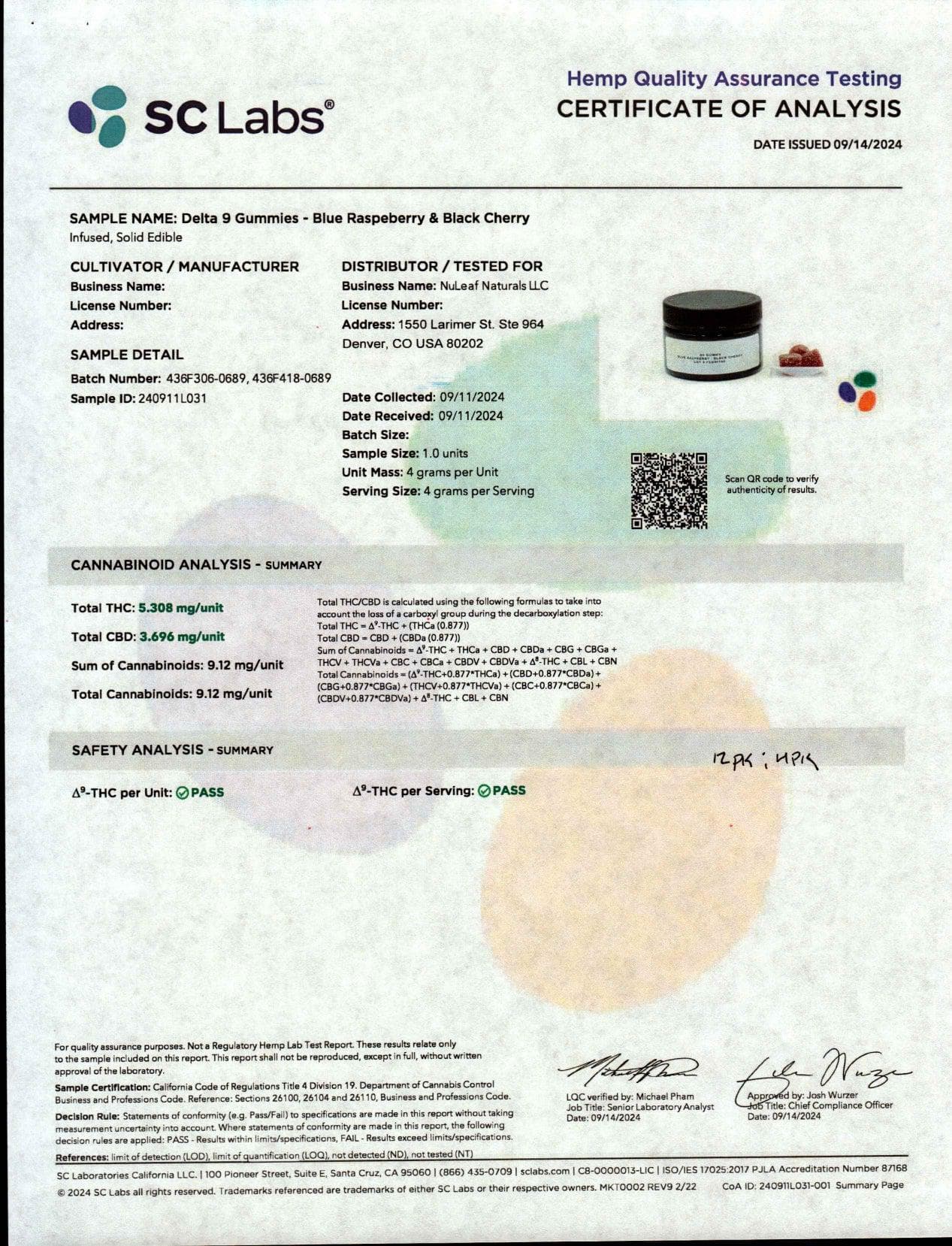 THEFABCBD DELTA9 THC NuLeaf Naturals THC: 4ct Mylar
