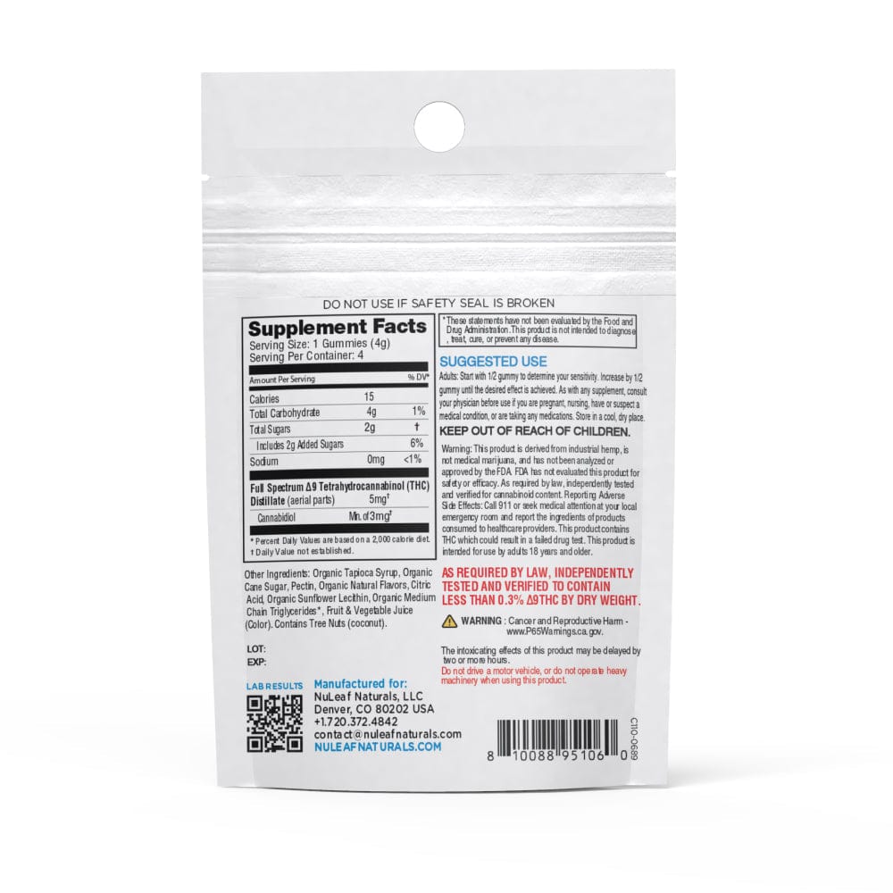 THEFABCBD DELTA9 THC NuLeaf Naturals THC: 4ct Mylar
