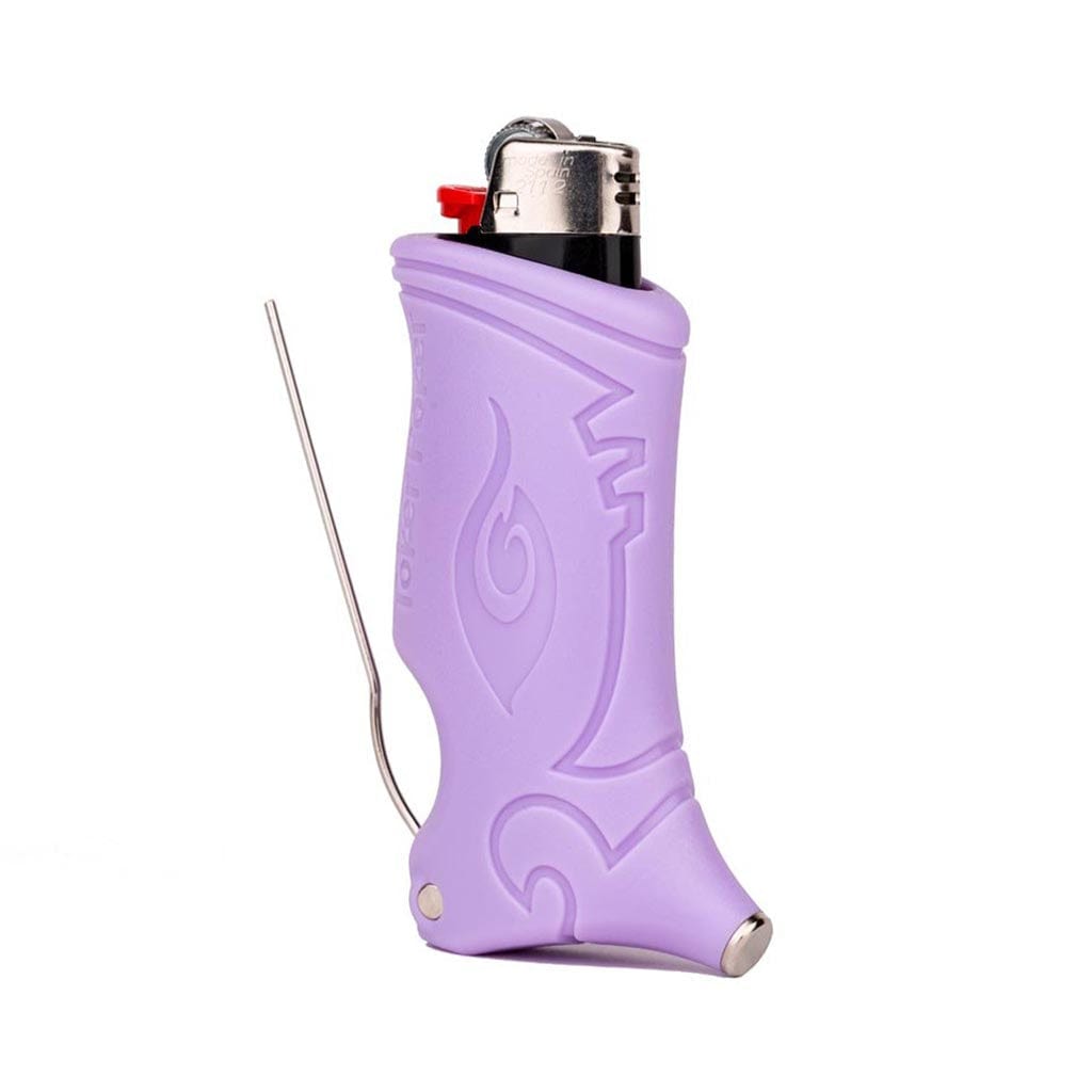 Front view of the OG Colors - BIC lighter sleeve, showing a purple silicone case covering the lighter.