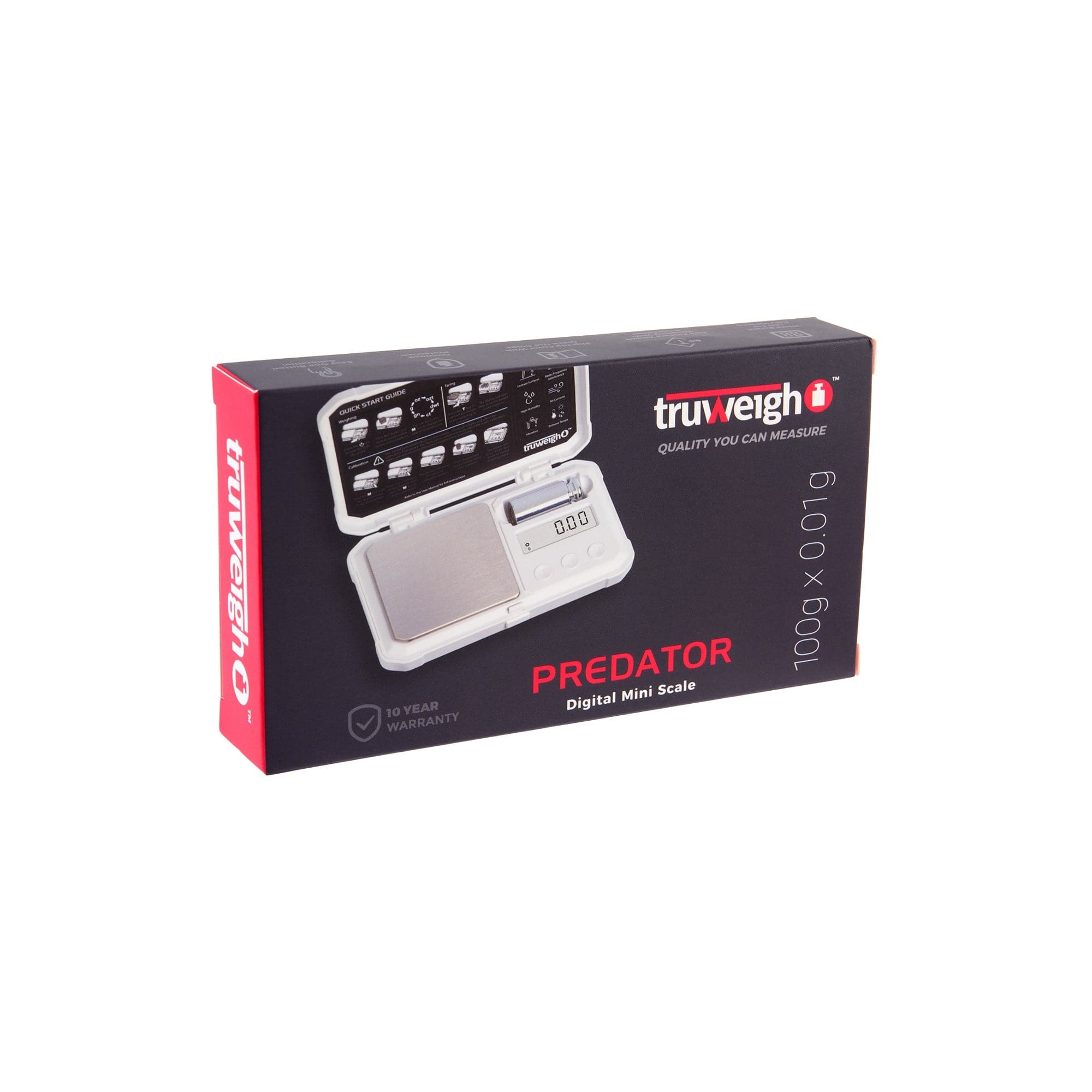 Truweigh Scales Black/White Predator Mini Scale with Weight â€“ 100g x 0.01g