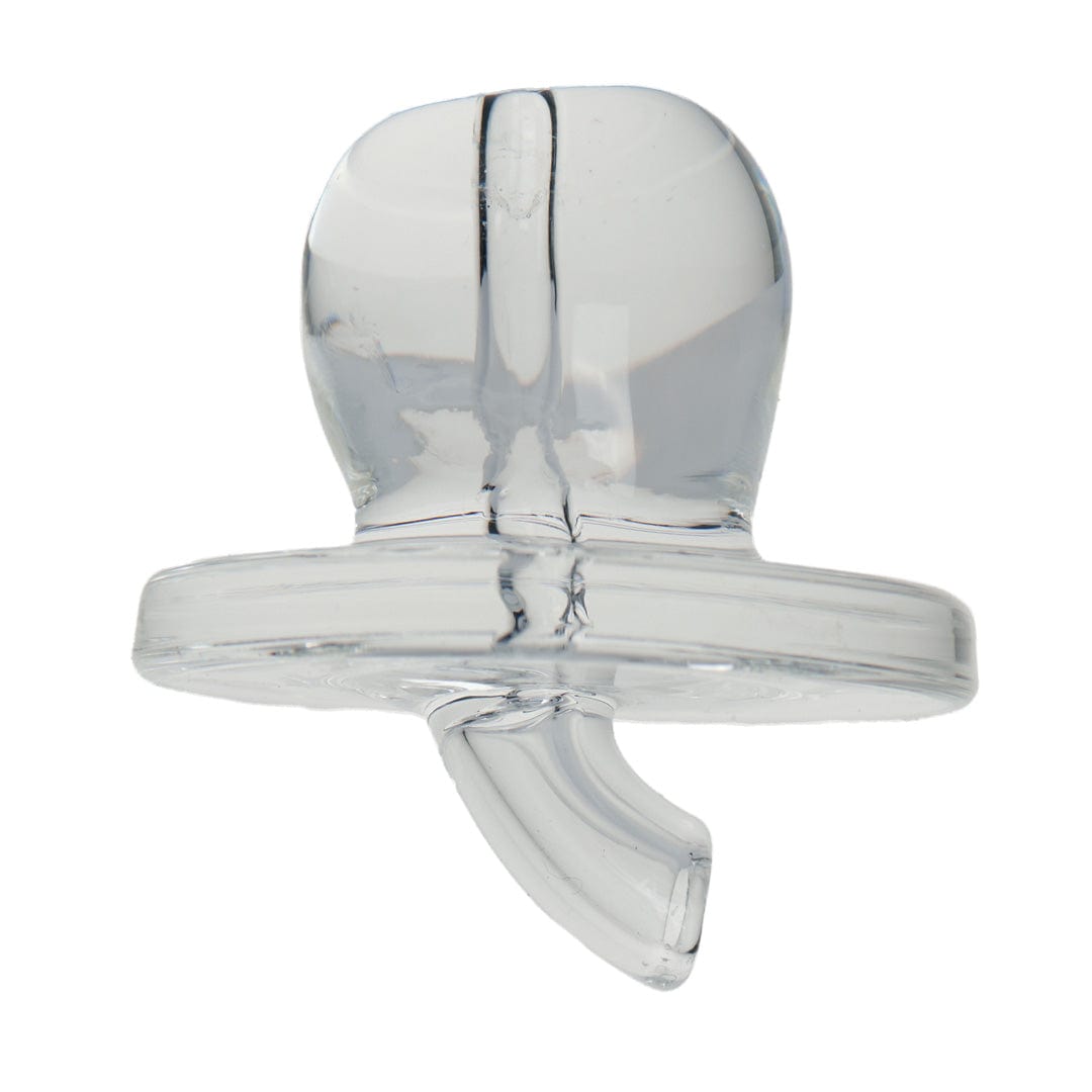 A front view of the Tyson Knockout Dab Rig, showcasing its clear glass construction and compact design.