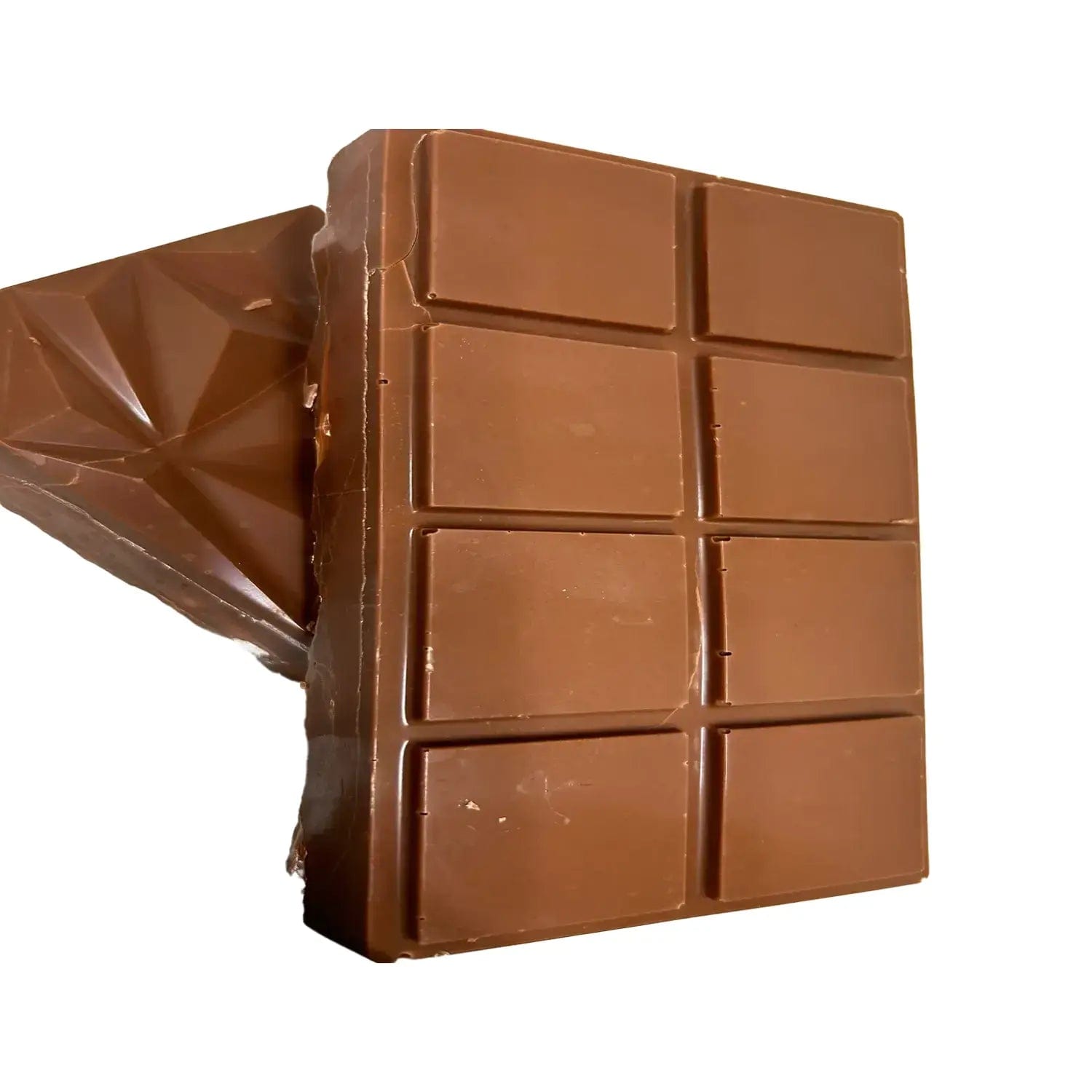 A close-up, angled view of the Upscale Freeze Chocolate Smore, displaying a textured, dark chocolate bar.