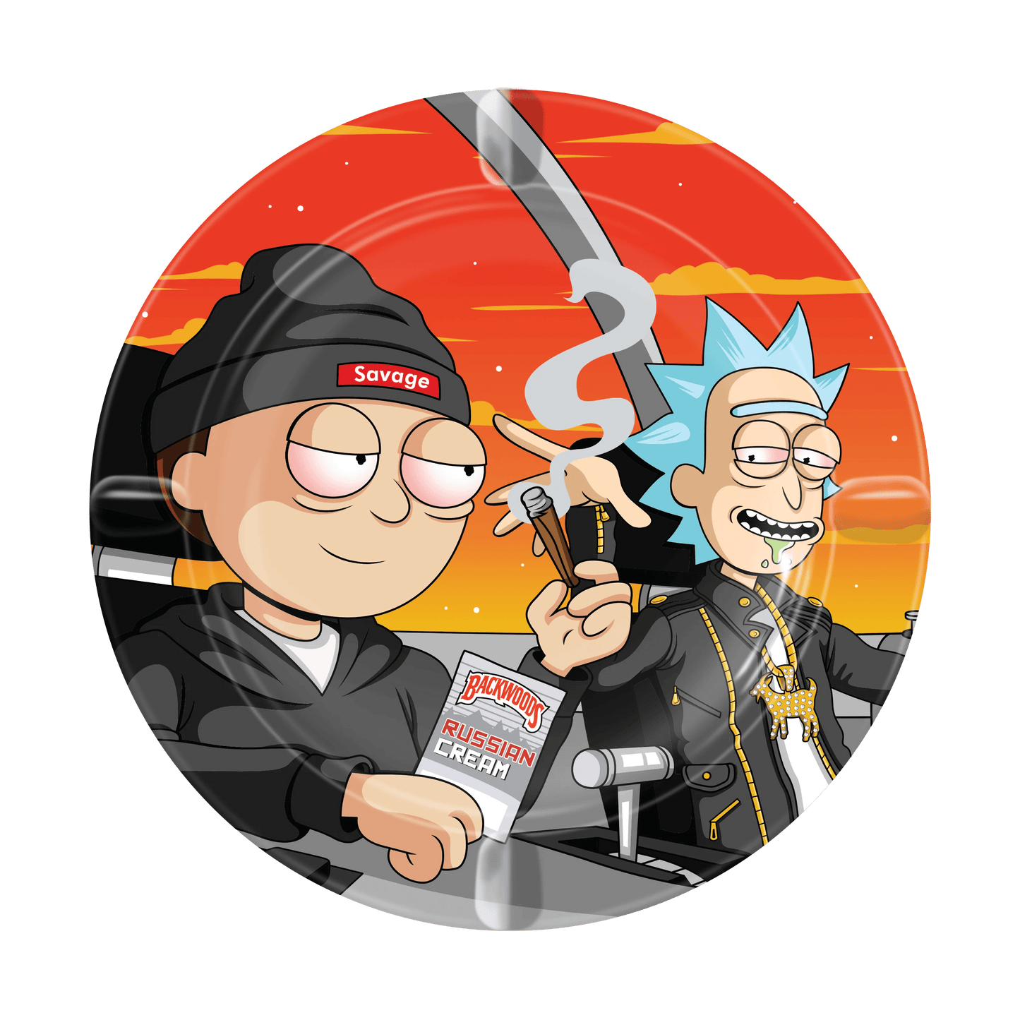 A close-up, angled view of the V-Syndicate Metal Ashtray displaying a bold design with intricate detailing.