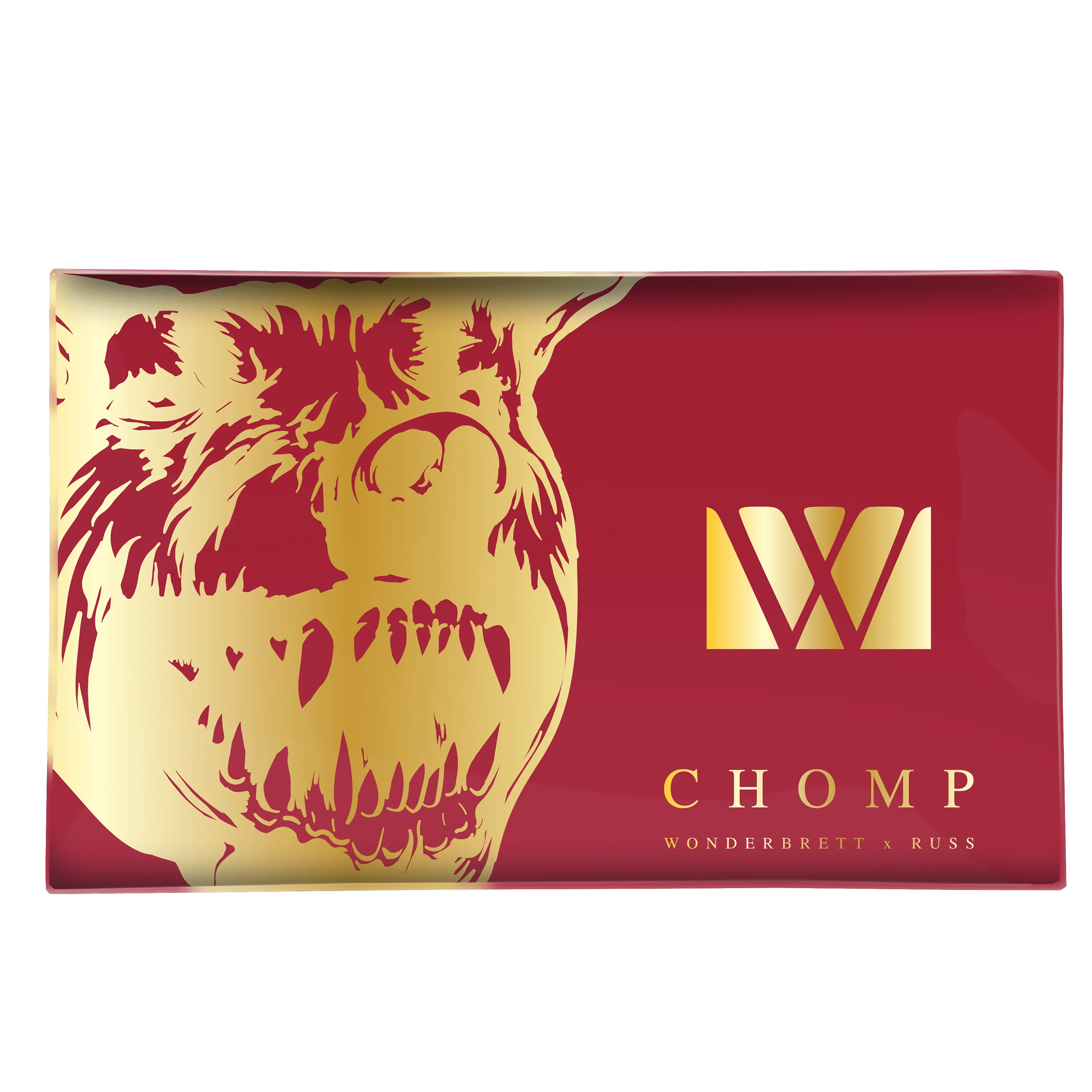 A close-up, overhead view of the V-Syndicate Glass Rolling Trays featuring a detailed, graphic design.