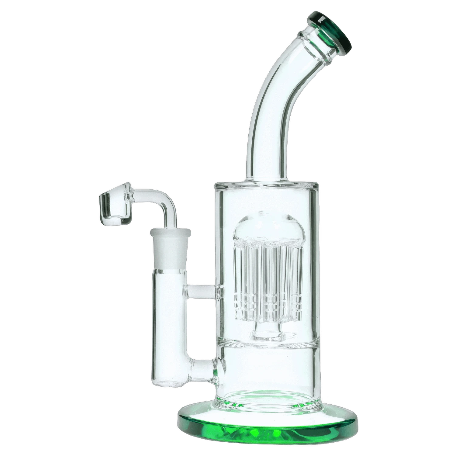 DHC Generic Dab Rig Green -156G DHC Bent Neck with Tree Perc Dab Rig - 9 in.