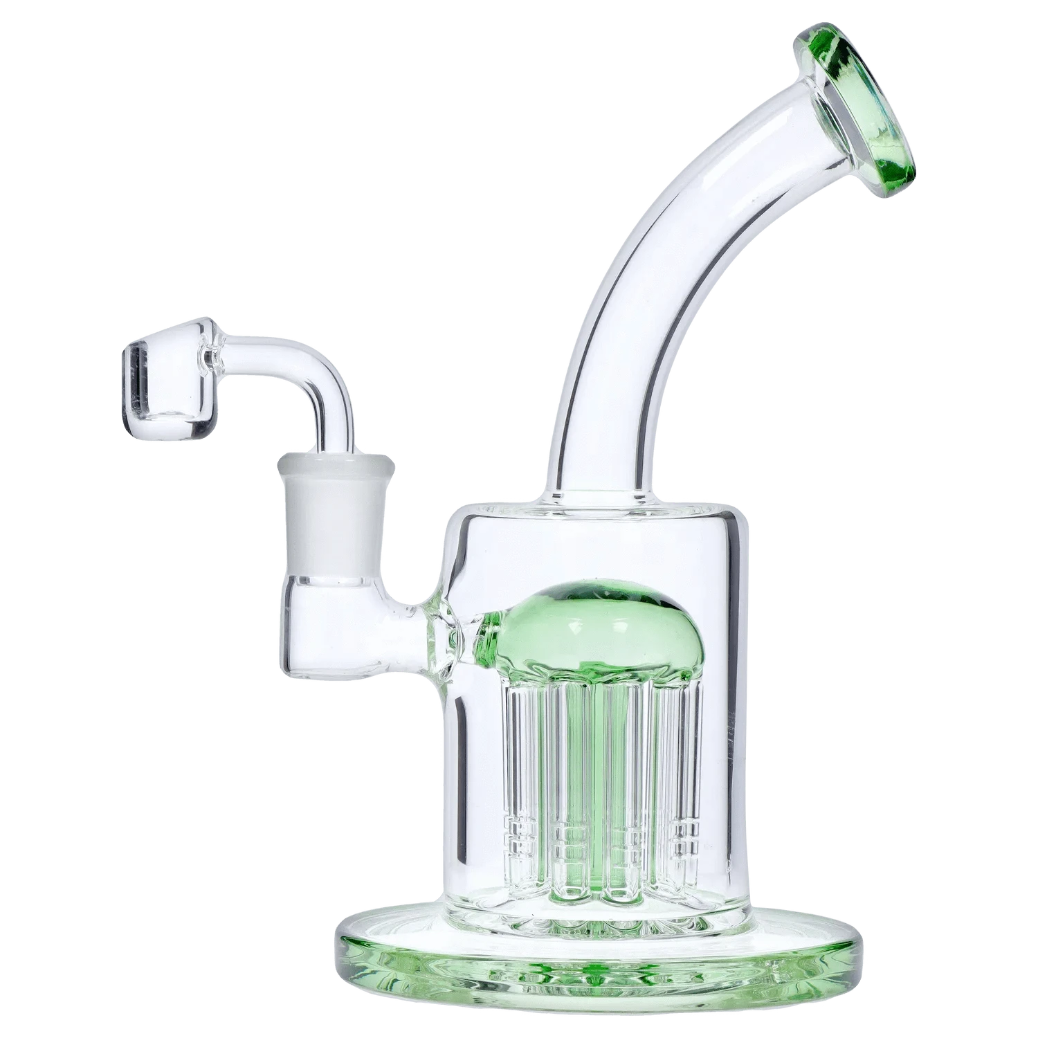 DHC Generic Dab Rig Green DHC Bent Neck with Tree Perc Dab Rig - 8 in.