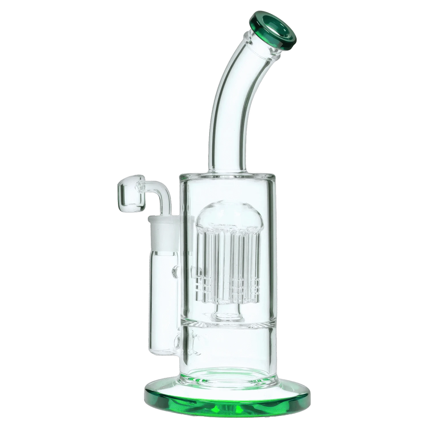 DHC Generic Dab Rig Green DHC Bent Neck with Tree Perc Dab Rig - 9 in.