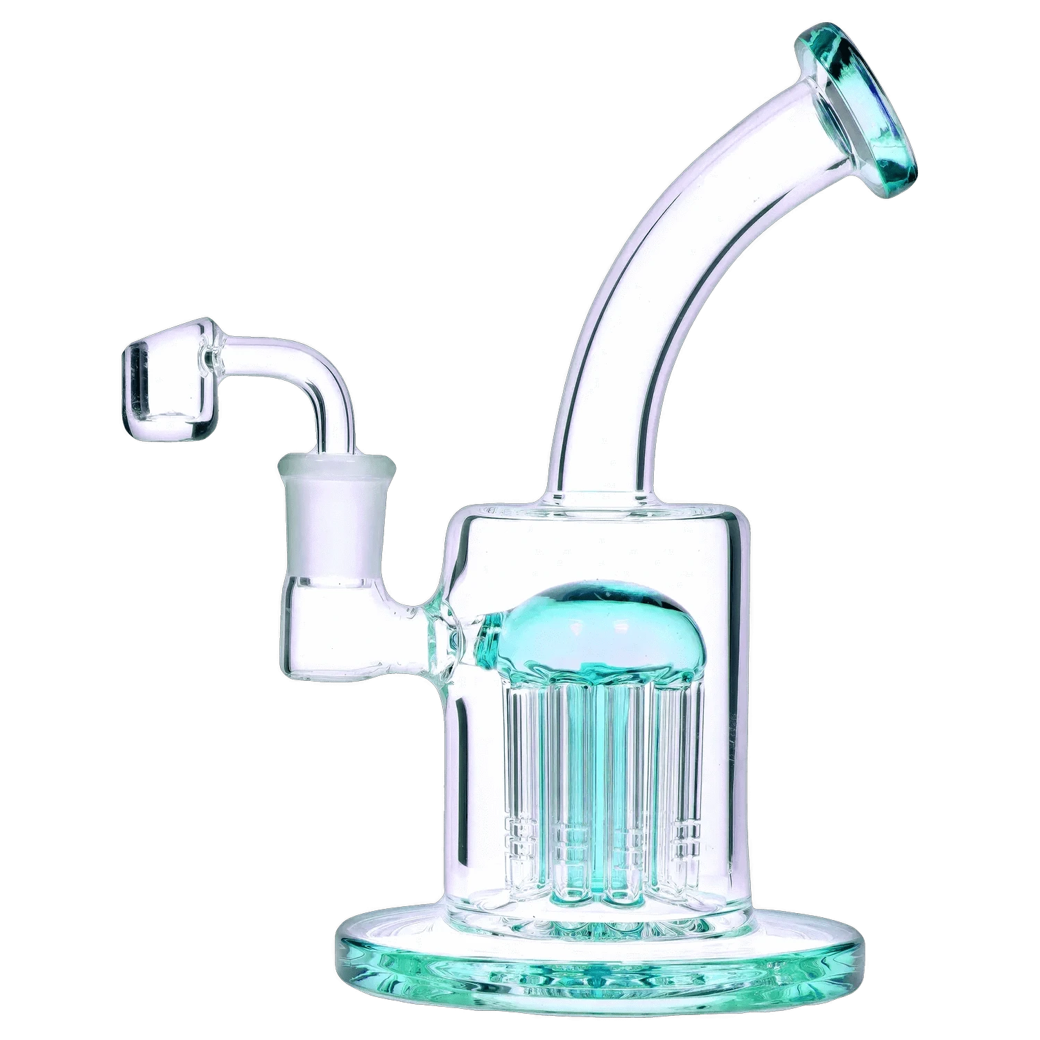 DHC Generic Dab Rig Teal DHC Bent Neck with Tree Perc Dab Rig - 8 in.