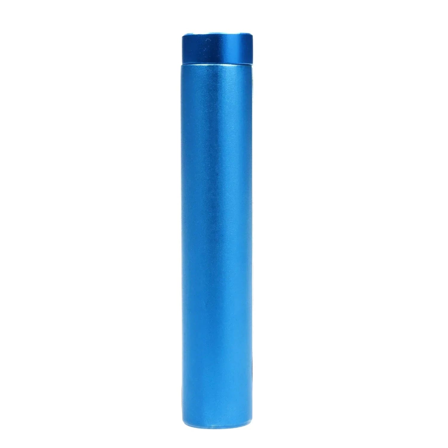Vertical close-up of a metallic blue Famous Design Aquarius Aluminum Dugout standing centered against a white background.
