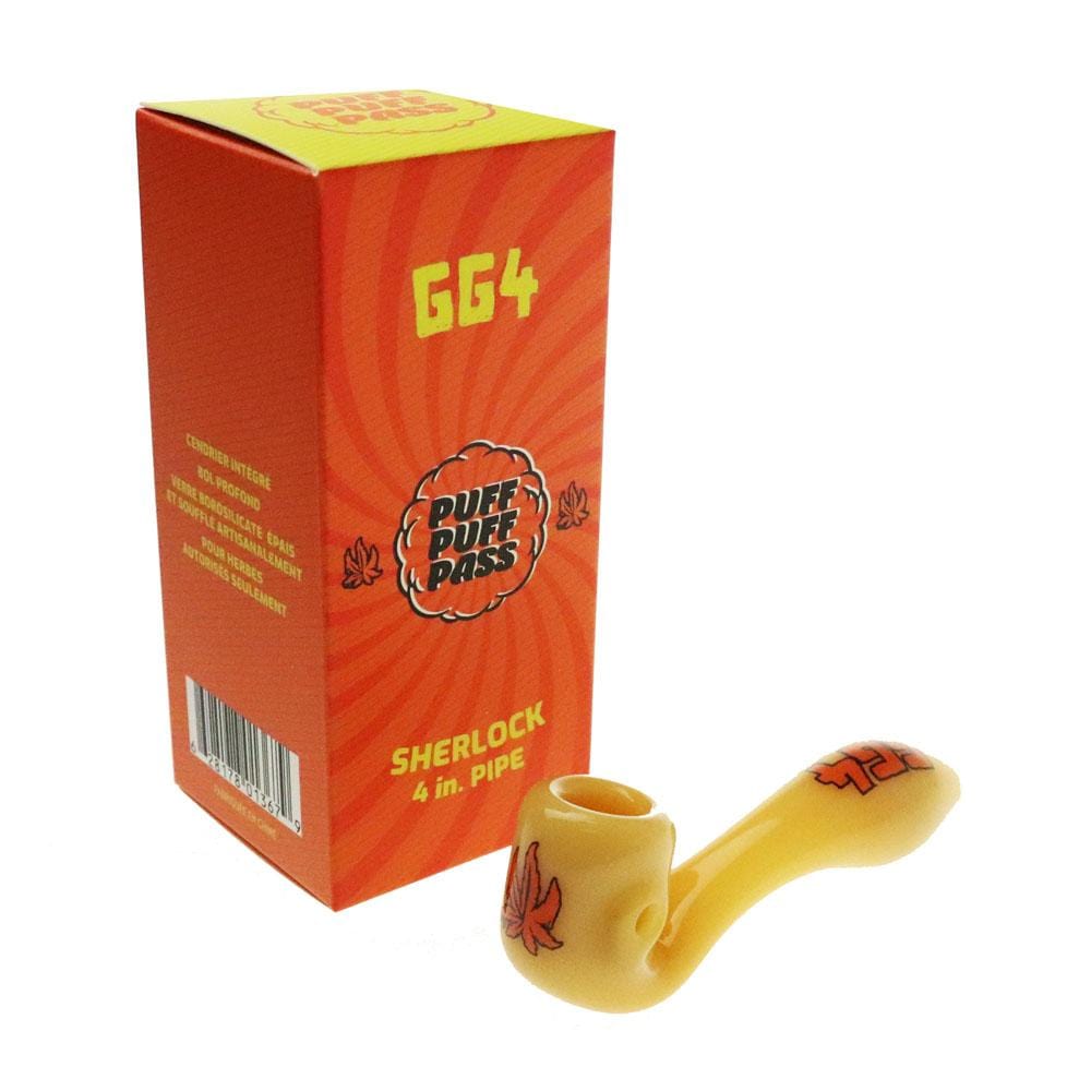 Valiant Distribution Hand Pipe Puff Puff Pass GG4 Strains Sherlock Pipe - 4 in.