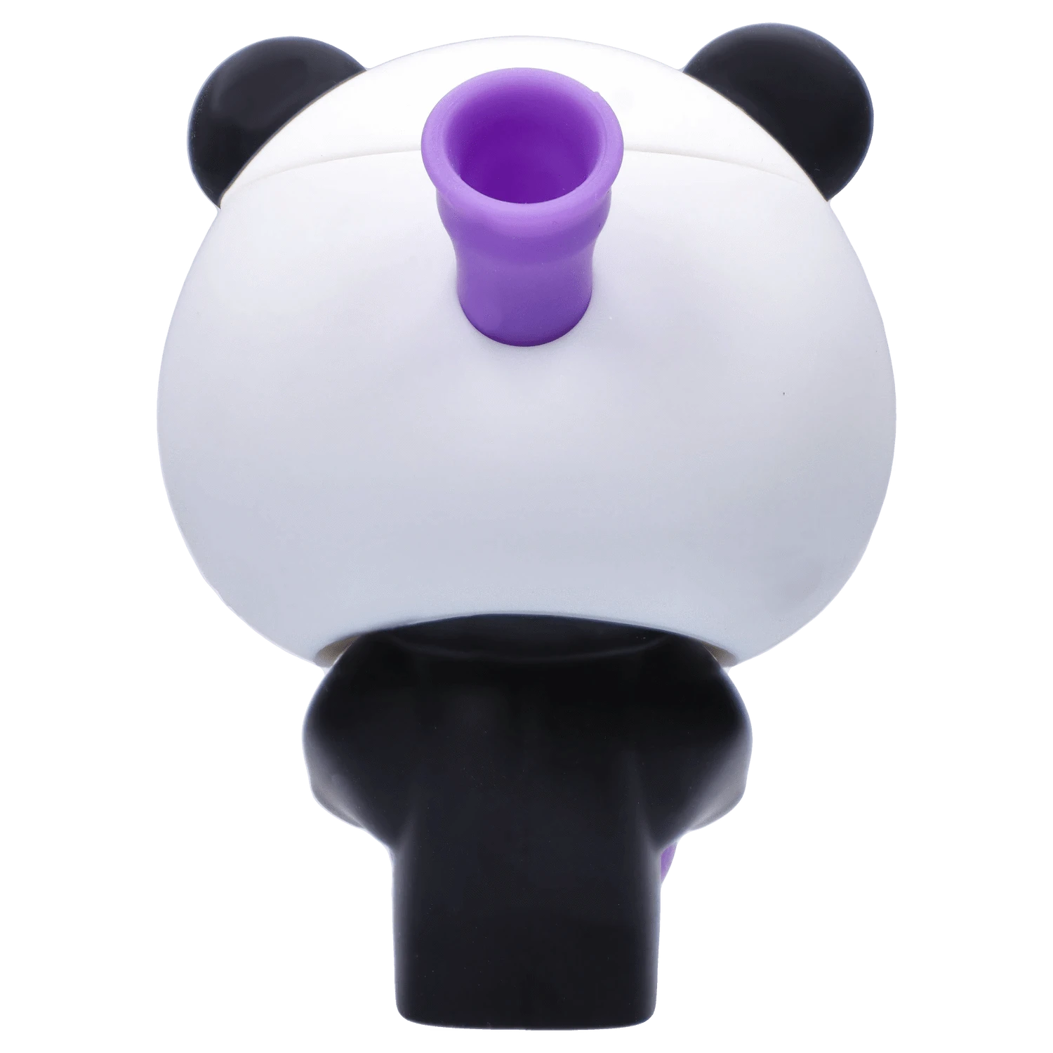 Top-down view of a panda-shaped piece with a purple mouthpiece, the "Boba and Blaze" Smoking Box shown from above against a white background.