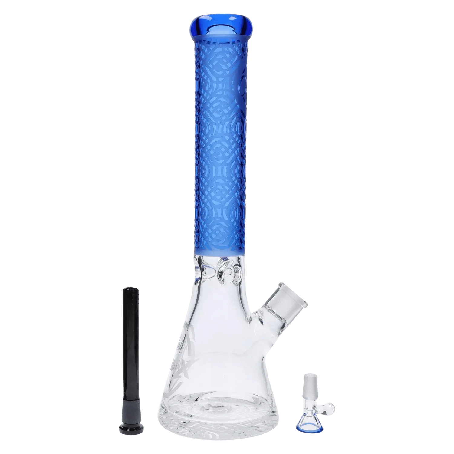 Daily High Club Patterned Printed w/ Coloured Tube Beaker -  Milky Blue - 14 in.