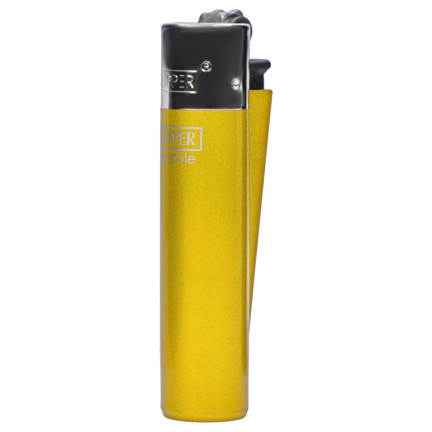 Close-up front view of a yellow "Deep Sea Adventure" Smoking Box lighter showing its metallic top and textured yellow body.
