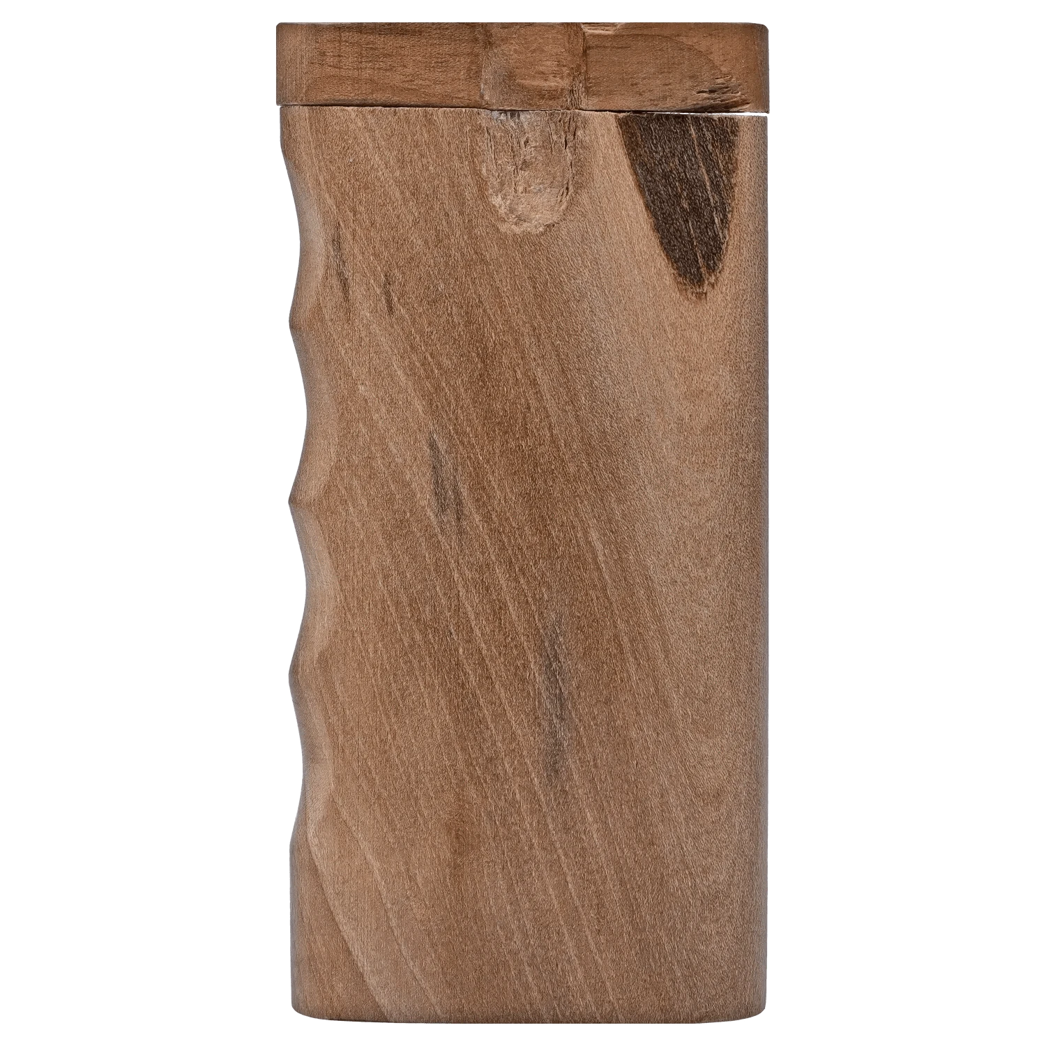Close-up front view of the DHC Colourful Wood Grain Dugout - Large showing its smooth brown wood grain, carved finger grooves and top seam.