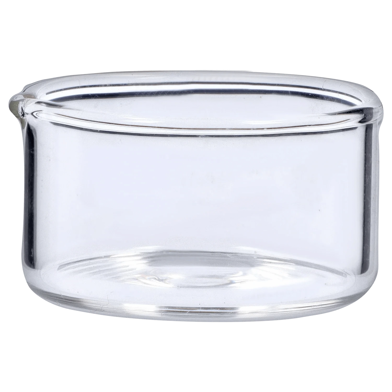 Close-up front view of the clear DHC Mini Mosque Nectar Collector - 10mm glass chamber showing rounded rim and smooth interior.