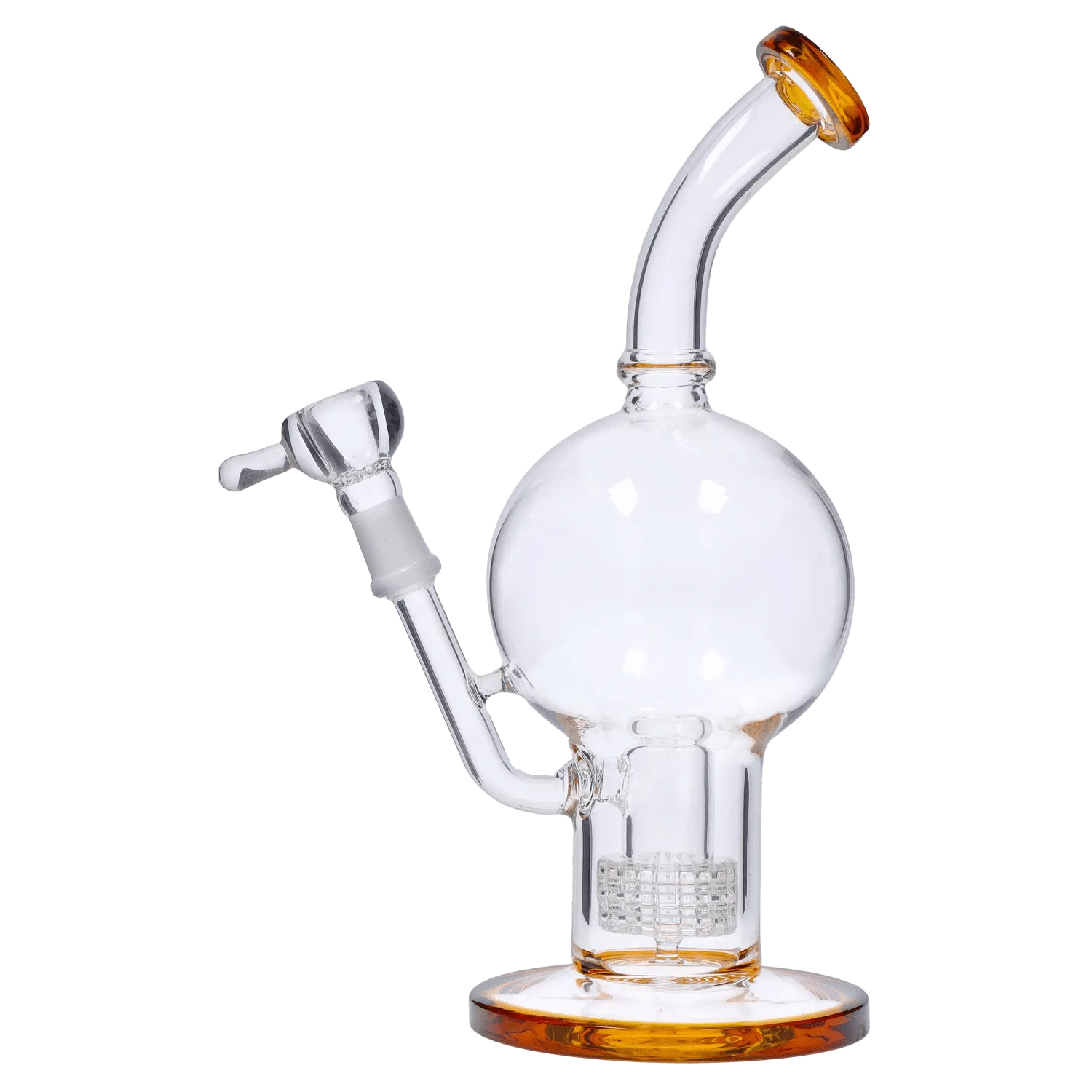 DHC Generic Water Pipe Amber DHC Bent Neck Ball with Matrix Perc Water Pipe - 10 in.
