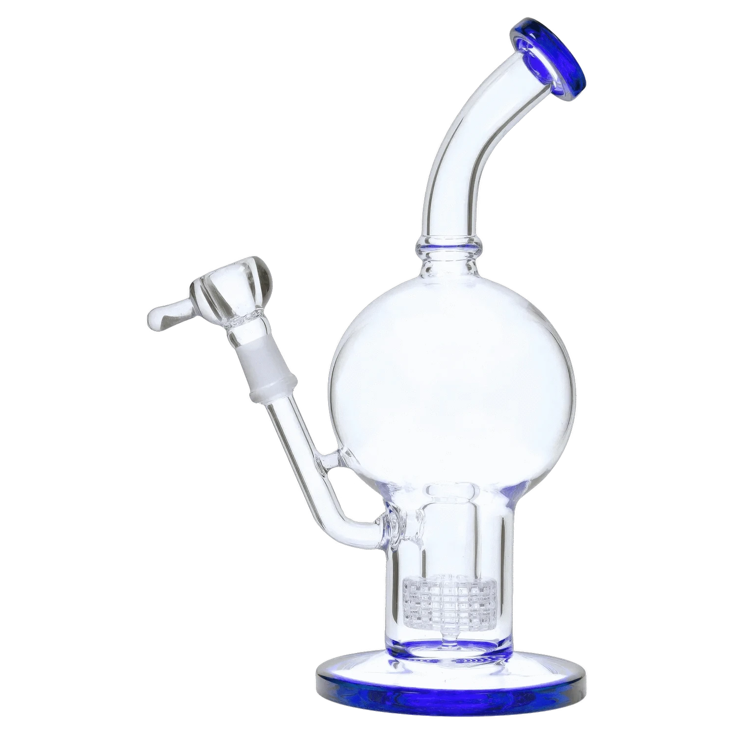 DHC Generic Water Pipe Blue - 24/B DHC Bent Neck Ball with Matrix Perc Water Pipe - 10 in.